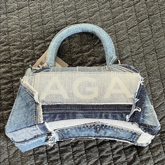 Balenciaga Hourglass Logo Patchwork Denim Bag - Picture 9 of 13